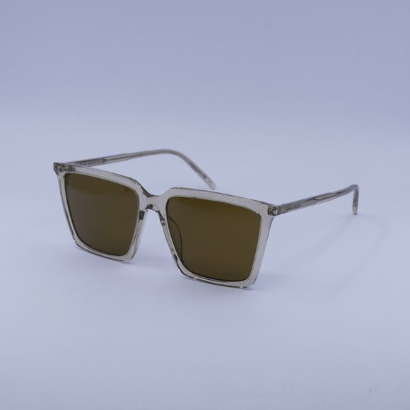 Saint Laurent SL474 005 Sunglasses Yellow Square Frame, Brown Lenses - Picture 1 of 11